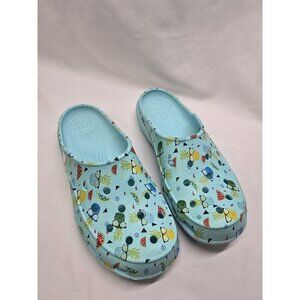Crocs Freesail Clogs Mules Shoes In Turquoise Summer Fun Print Women's Size 7
